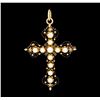 Image 1 : 14KT Rose Gold Pearl Cross Pendant