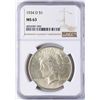 Image 1 : 1934-D $1 Peace Silver Dollar Coin NGC MS63