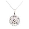 Image 1 : 14KT White Gold 1.79 ctw Diamond Pendant & Chain