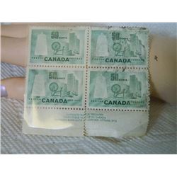 STAMPS - CANADA 50 CENTS - 1953 - CANADA TEXTILE INDUSTRY - 4 TTL