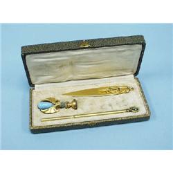 ART NOUVEAU - A French three piece gilt bronz...