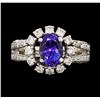 Image 1 : 18KT White Gold 1.59 ctw Tanzanite and Diamond Ring