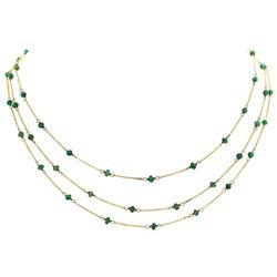 9KT Yellow Gold 5.00 ctw Emerald Three-Strand Necklace