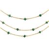 Image 2 : 9KT Yellow Gold 5.00 ctw Emerald Three-Strand Necklace