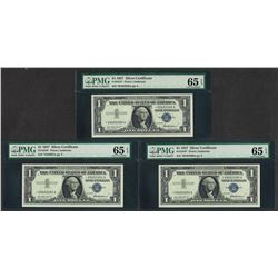 Lot of (3) Consecutive 1957 $1 Silver Certificate STAR Notes PMG Choice Uncircul