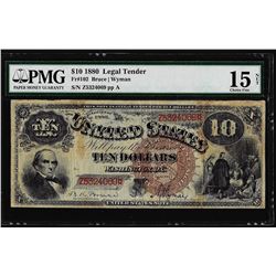 1880 $10 Jackass Legal Tender Note Fr.102 PMG Choice Fine 15 Net