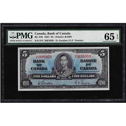 1937 $5 Bank of Canada Note PMG Gem Uncirculated 65EPQ