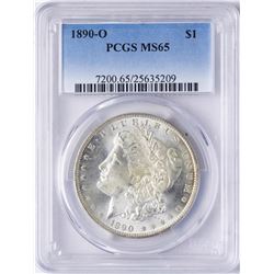 1890-O $1 Morgan Silver Dollar Coin PCGS MS65 Nice Toning