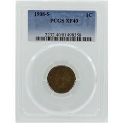 1908-S Indian Head Penny Coin PCGS XF40