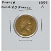 Image 1 : 1855-A France 20 Francs Gold Coin