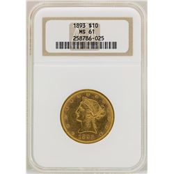 1893 $10 Liberty Head Eagle Gold Coin NGC MS61