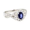 Image 1 : 14KT White Gold 0.80 ctw Sapphire and Diamond Ring