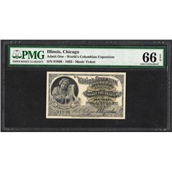 1893 World's Columbian Exposition Ticket Handel PMG Gem Uncirculated 66EPQ