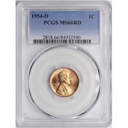 1954-D Lincoln Wheat Cent Coin PCGS MS66RD