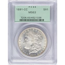 1891-CC $1 Morgan Silver Dollar Coin PCGS MS63