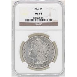 1894 $1 Morgan Silver Dollar Coin NGC MS62