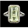 Image 1 : 14KT White Gold 3.90 ctw Lemon Quartz and Diamond Ring