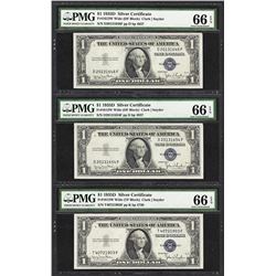 Lot of (3) 1935D $1 Silver Certificate Notes Fr.1613W PMG Gem Uncirculated 66EPQ