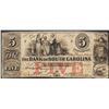 Image 1 : 1858 $5 Bank of South Carolina Obsolete Note