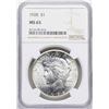 Image 1 : 1928 $1 Peace Silver Dollar Coin NGC MS63