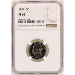 1952 Jefferson Nickel Proof Coin NGC PF67