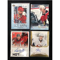 AUTOGRAPHED HOCKEY CARD LOT (GRIMSON/ DIRK/ SCHILLING/ HICKEY)