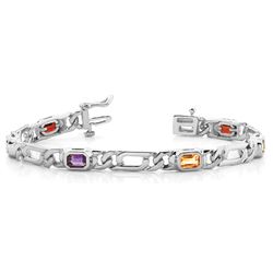 3.5ct Multi Sapphire 14K W/Y/R Gold  Bracelet 14.8gm