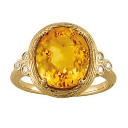 6ct Yellow Sapphire Treated 14K Yellow Gold Ring 4.34gm