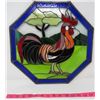 Image 3 : STAINED GLASS ROOSTER PICTURE, (OCTAGONAL 15.5X15.5)