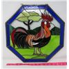 Image 4 : STAINED GLASS ROOSTER PICTURE, (OCTAGONAL 15.5X15.5)