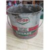 Image 15 : LOT OF 4, (3 TINS ESSO, GULF, SHELL, 1 CO-OP GREASE PAIL)
