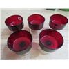 Image 1 : 5 RUBY COLORED DESSERT DISHES (W/STEMS)