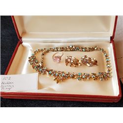 NECKLACE, EARRINGS & STERLING RING