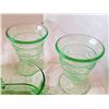 Image 5 : GREEN DEPRESSION GLASS, (CREAM, SUGAR, 4 DESSERT CUPS)