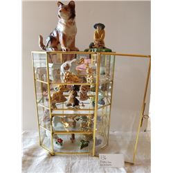 DISPLAY SHELF (W/KNICKNACKS, 2 CERAMIC BIRD WHISTLES)