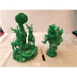 RESIN FIGURES, JADE COLORED, *LARGE, HEAVY* (QTY 2)