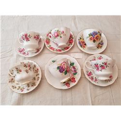 6 CUPS, SAUCERS, *3 ARE ROYAL ALBERT*