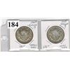 Image 1 : LOT OF 2 CANADIAN SILVER 50 CENT PCS - (1947 CURVED 7 & 1947 STRAIGHT 7)