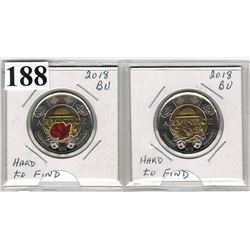 2018 CANADIAN $2.00 COINS *ARMISTICE* (RED POPPY TYPE AND PLAIN TYPE)