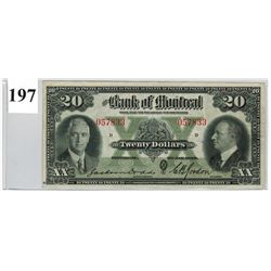 1935 BANK OF MONTREAL ($20 BANKNOTE) *SER. # 057833*