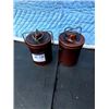 Image 1 : 2 STONEWARE JAM POTS (W/LIDS)