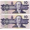 Image 1 : 2 CNDN BANK NOTES $10, (1989) *UNCIRCULATED*