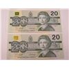 Image 3 : 4 CNDN BANK NOTES, $20, *UNCIRCULATED*\