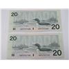 Image 6 : 4 CNDN BANK NOTES, $20, *UNCIRCULATED*\