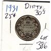 Image 1 : 1931 25 CENTS *SILVER*