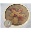 Image 1 : LARGE ROUND IVORY FRAME (W/FLORAL PRINT) & #5 POTTERY LID