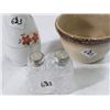 Image 1 : VASE (MADE IN JAPAN) & MEDALTA BOWL & SET OF SALT AND PEPPER (GLASS)