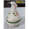 Image 12 : AVON DISH (LIDDED TWO PIECE, BUNNY ON TOP DISH) & 2 BESWICK SUNDAY DISHES & METAL SLEIGH (CRAFTED FR