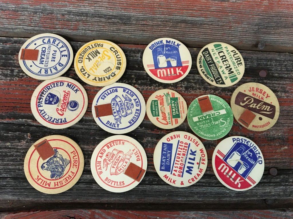 LOT OF 13 VINTAGE MILK BOTTLE CAPS Schmalz Auctions LOT OF 13 VINTAGE MILK BOTTLE CAPS Schmalz Auctions