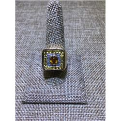 Mens' Diamond and Sapphire Ring